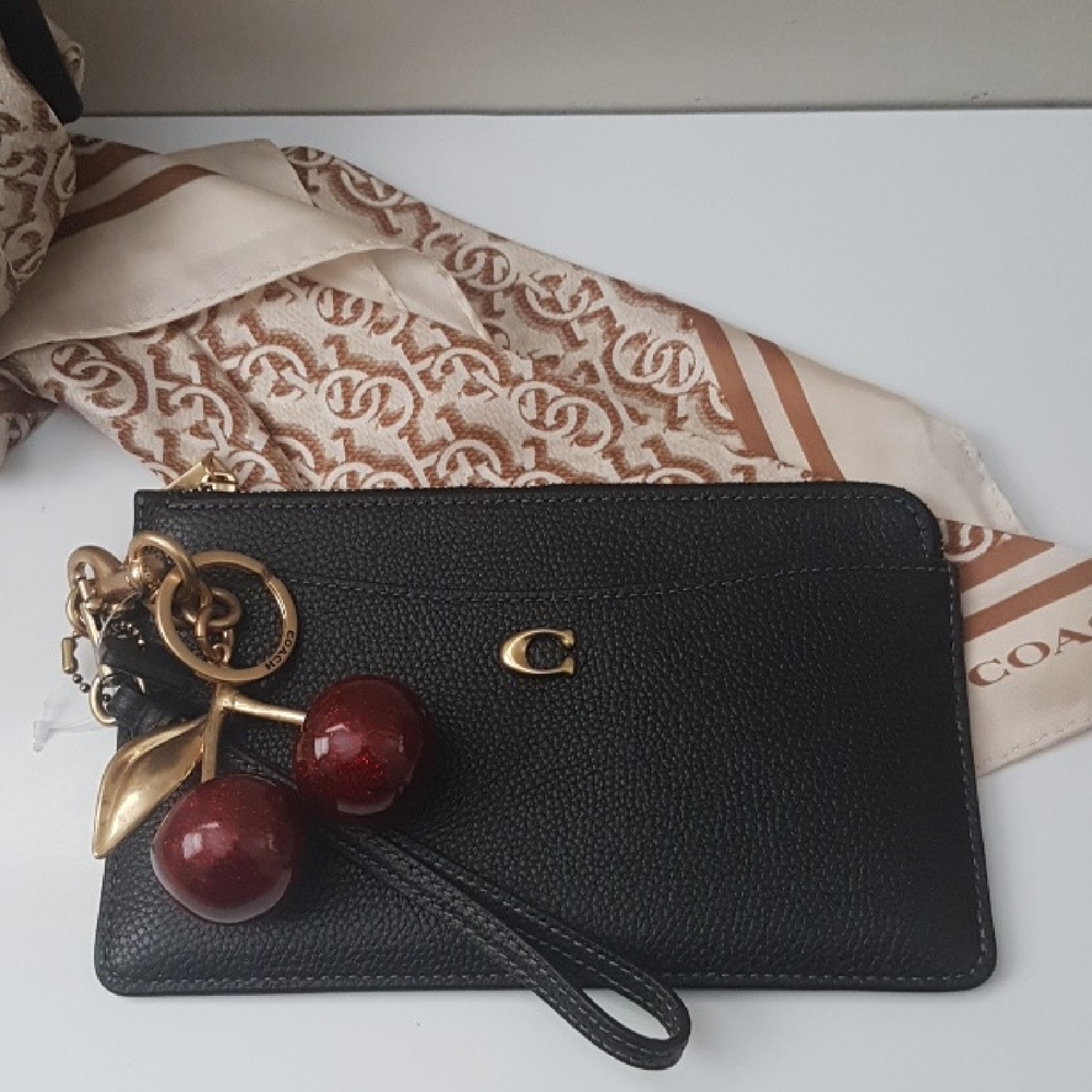 Coach Black Leather Wallet, Wristlet
